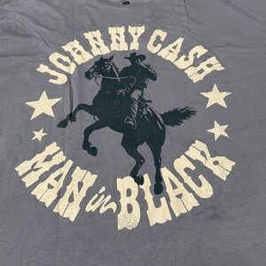 Johnny Cash Man in Black T-Shirt Graphic Tee Music Band Country Rock Large